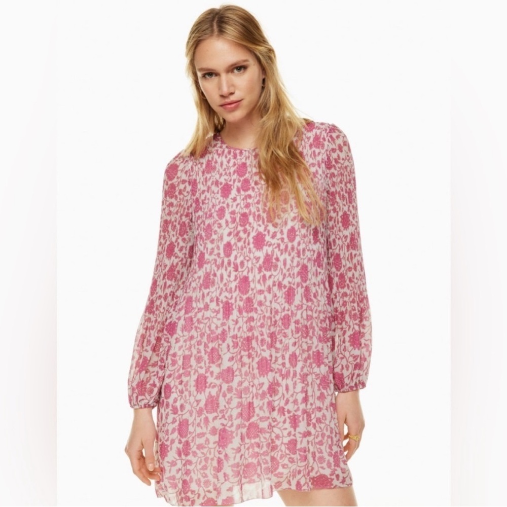 Aritzia Wilfred Daydreamer Mini Dress in Light Birch/Bright Rose -size 2XS